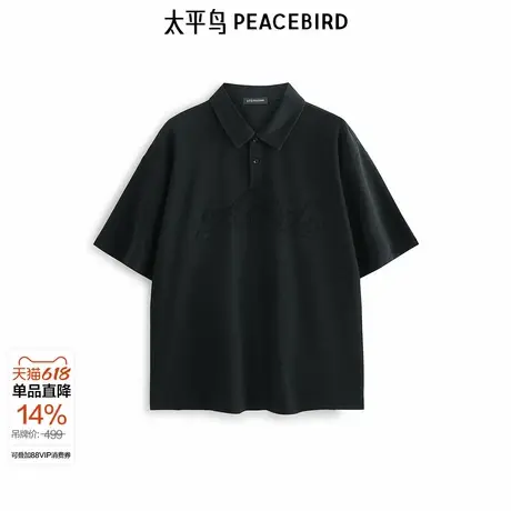 【商场同款】太平鸟男装刺绣POLO衫夏新款翻领针织短袖B2COF2507图片