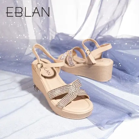 伊伴2023夏季新款女鞋时装凉鞋坡跟凉鞋高跟凉鞋厚底B23360016B13商品大图