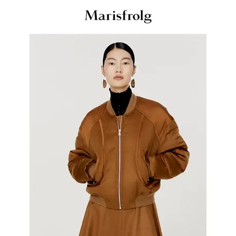 【蜜糖棕】玛丝菲尔2023冬季新款飞行员夹克美拉德外套短款羽绒服商品大图