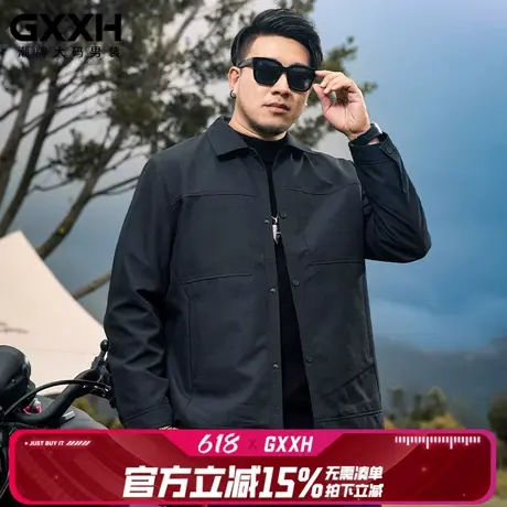 GxxH大码男装男士夹克秋冬韩式潮流加肥加大休闲翻领外套男210斤商品大图