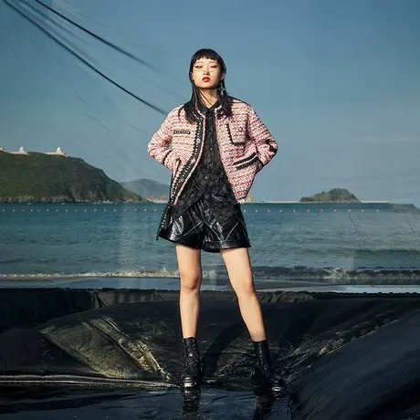 裂帛LIEBOFeng设计师品牌2023年chic时髦小香风百搭短款毛呢外套图片