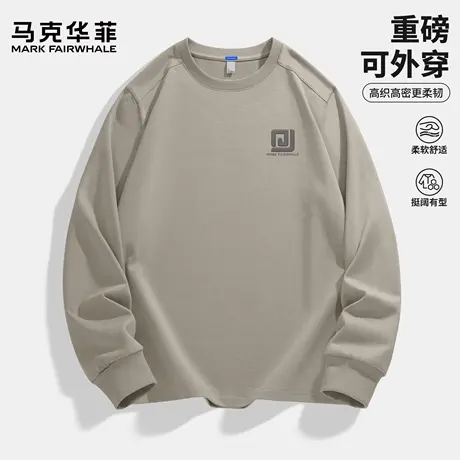 马克华菲男士t恤2025新款秋季打底衫男美式重磅休闲长袖上衣男款X商品大图
