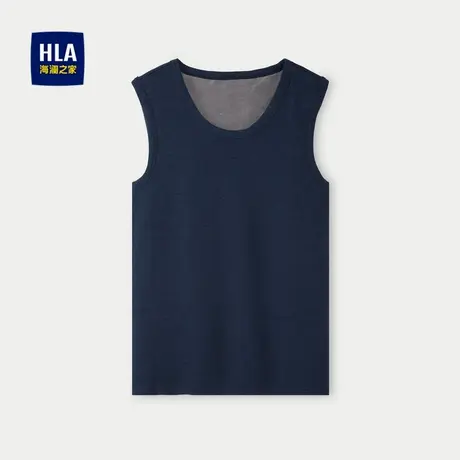 HLA/海澜之家加绒加厚内衣背心男远红外打底纯色休闲风保暖汗衫男商品大图
