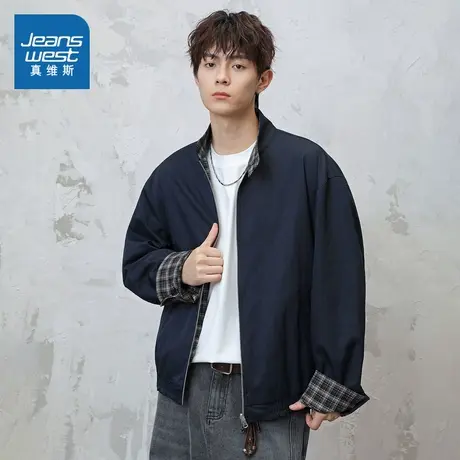 D4真维斯男装2025秋季新款潮牌时尚百搭两面穿设计哈灵顿夹克图片