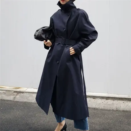 风衣女中长款韩版秋装新款韩版气质时尚修身收腰长袖系带女士外套商品大图