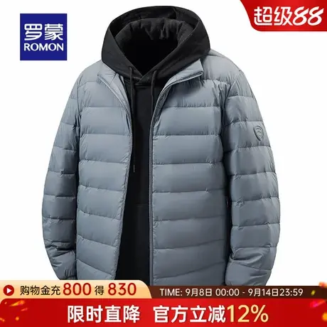 罗蒙青年男士轻薄羽绒服2025秋季新款时尚立领休闲纯色保暖外套男商品大图
