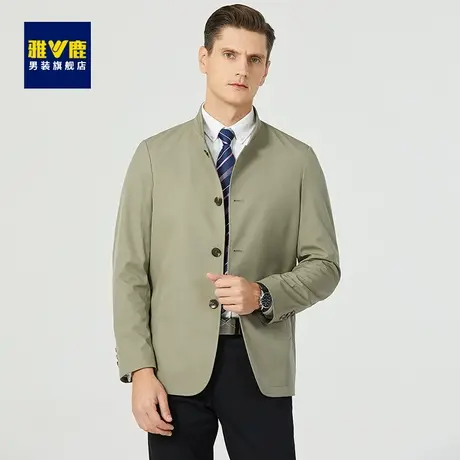 雅鹿男装立领夹克男2023春季新款纯色百搭中青年干部服爸爸外套商品大图