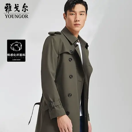 雅戈尔奥莱 男装棉感挺括秋季商务休闲双排扣外套单风衣男商品大图