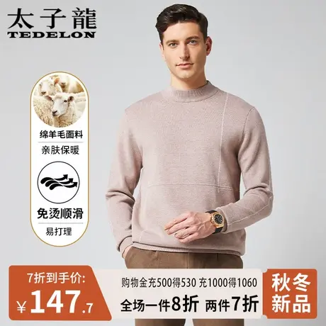 太子龙男士商务休闲针织衫2023秋冬款保暖半高领羊毛衫保暖打底衫商品大图