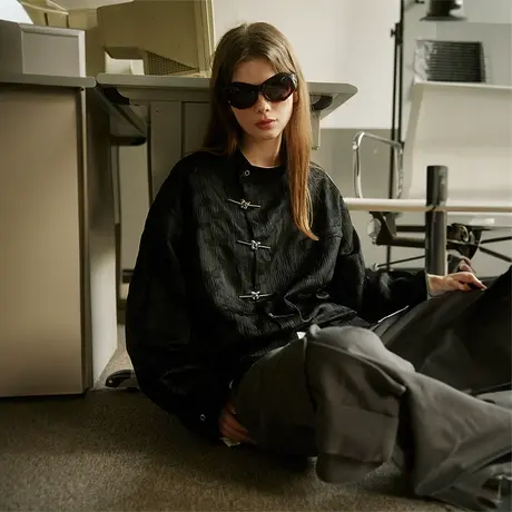 国潮设计感衬衫女2023新款爆款秋季复古风小众新中式上衣宽松衬衣商品大图