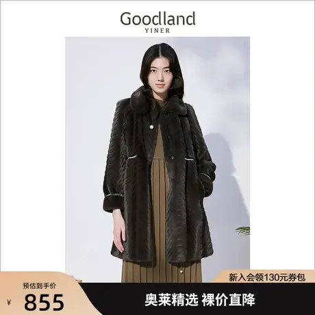 音儿美地女装2022冬季新款重工宽松钉珠中长款仿羊毛外套商品大图