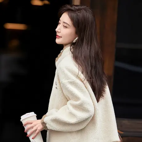 时尚气质外套2023年冬季新款百搭半高领厚款拼接韩版显龄皮草上衣图片