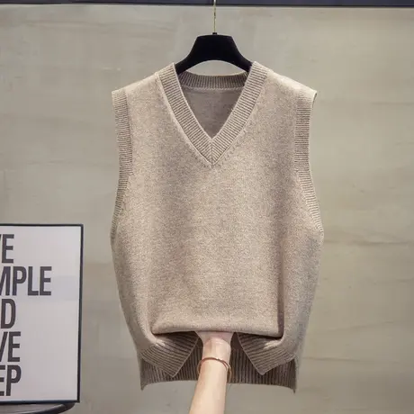 v领针织马甲背心女2023秋装款宽松马夹外穿上衣外搭毛衣坎肩潮商品大图