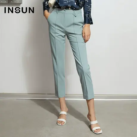 INSUN恩裳秋季莫兰迪立体剪裁修身西裤图片