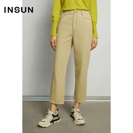 INSUN恩裳冬季纯色纯棉小脚九分牛仔裤图片