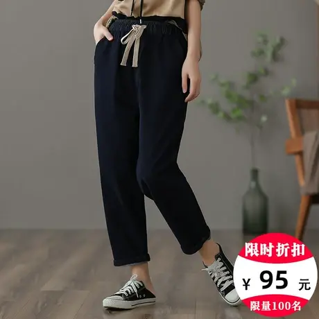 dza 高腰显瘦宽松直筒加绒牛仔裤子女冬季新款外穿休闲宽松阔腿裤图片