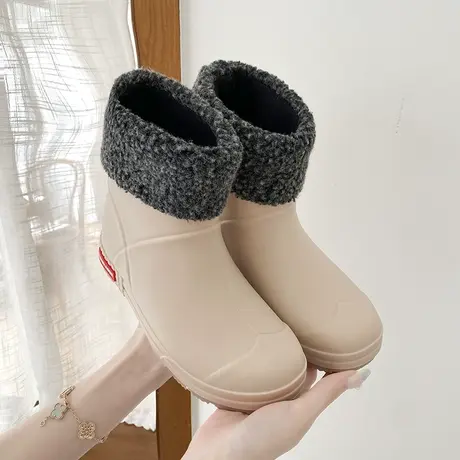 出口雨鞋女时尚款外穿雨靴水鞋防水防滑胶鞋加绒下雨天穿的鞋成人商品大图