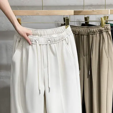 松紧腰运动长裤男夏季薄款西裤男士直筒裤宽松休闲裤男春秋季新款商品大图