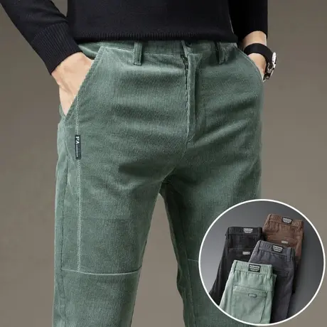 灯芯绒男裤子2023年新款冬季秋冬款休闲长裤男士直筒宽松弹力弹性图片