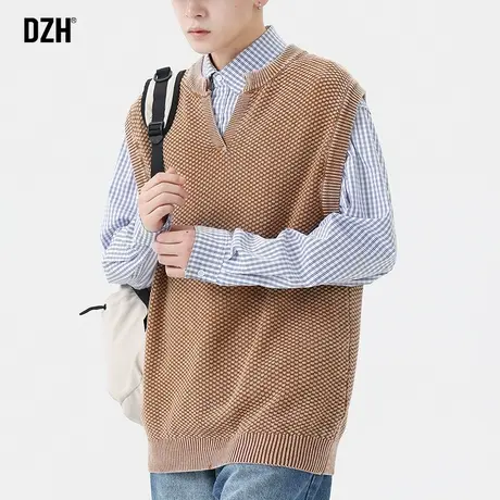 男士慵懒风v领毛衣背心男款2023秋季新款外套男内搭毛衫无袖上衣商品大图