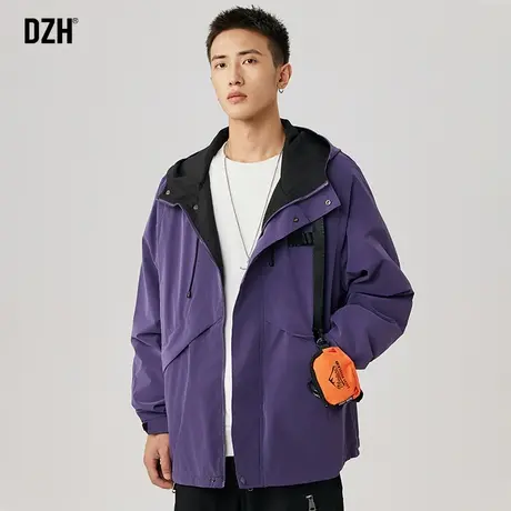 男士美式冲锋衣男2024新款山系男生外套高级感工装夹克连帽上衣服商品大图