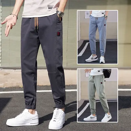 潮牌痞帅夏季薄款工装休闲裤男士束脚宽松哈伦韩版潮流百搭9分裤商品大图