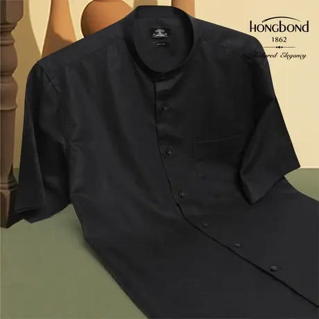 红邦创衣 2023棉麻上衣男夏季冰爽亚麻衬衫男短袖中国风宽松立领图片