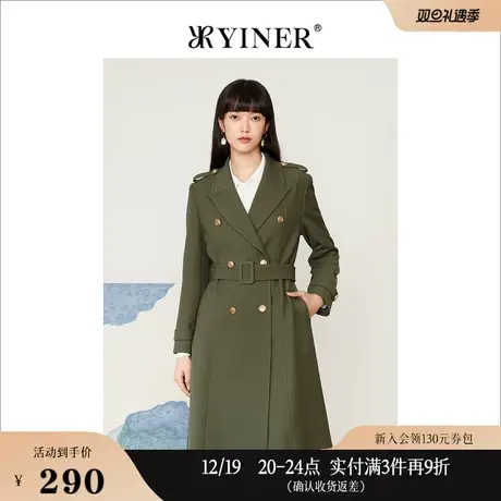 *Goodland美地女装秋季中长款收腰显瘦西装领风衣商品大图