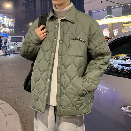 唐狮2023秋冬季新款棉衣男士衬衫领葫芦格加厚外套潮牌上衣服袄子商品大图