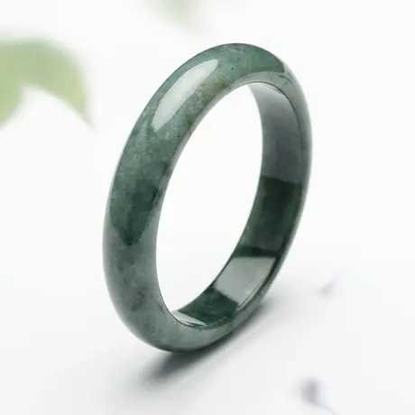 天然A货翡翠手镯正装细豆种翡翠玉镯子深色底附证书送妈妈礼物图片