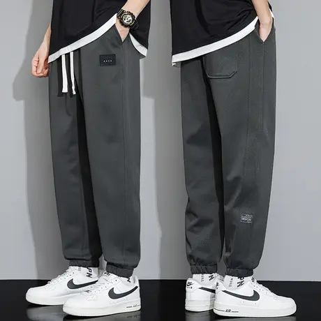 春季新款男士加肥加大码胖子哈伦休闲裤子春秋款痞帅束脚运动卫裤商品大图