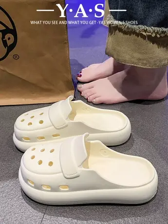 拖鞋女士夏季2024新款可爱室内家居厚底增高防滑外穿包头洞洞鞋女商品大图