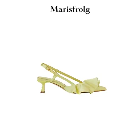 【简约休闲系列】玛丝菲尔黄色尖头小高跟欧美简约时尚休闲凉鞋图片
