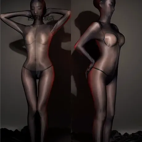 女式新款热卖爆款性感五指全包后拉链薄透开档连体连身丝袜衣商品大图