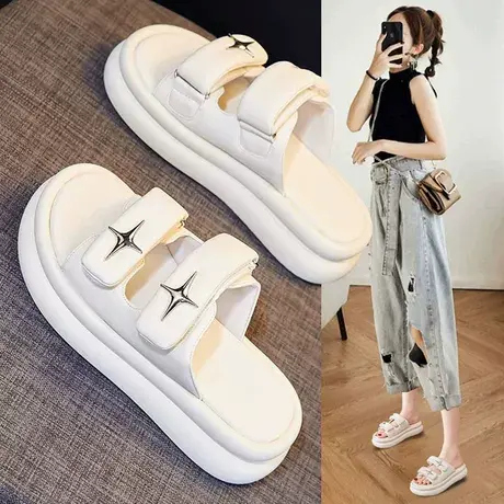 小众甜美凉拖鞋女ins潮夏季外穿时尚百搭网红EVA软厚底沙滩凉鞋女商品大图