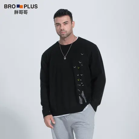 胖哥哥大码男装针织衫宽松保暖打底衫加肥加大200斤胖子男士毛衣商品大图