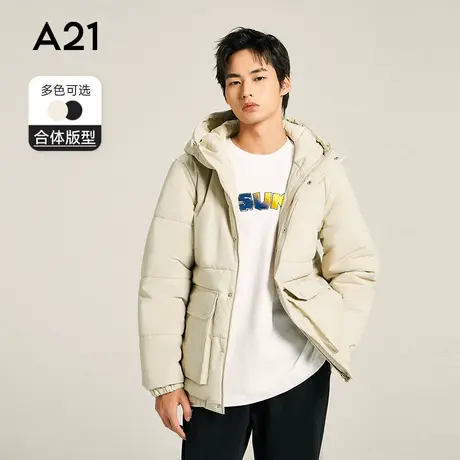 A21男装连帽工装棉服加厚连帽外套秋冬加厚保暖棉衣男士上衣潮牌图片