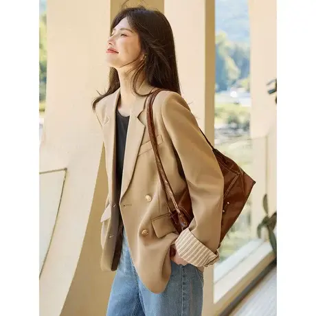 时尚气质西装外套2023年秋季新款女士简约宽松显瘦上班族通勤上衣商品大图