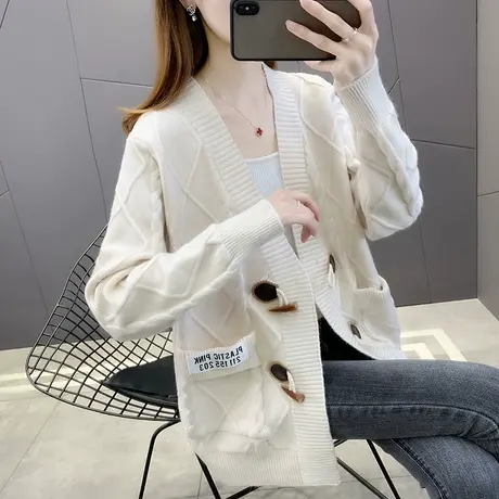 2023新款针织开衫女士红色毛衣慵懒风宽松外穿女装潮春季上衣外套商品大图