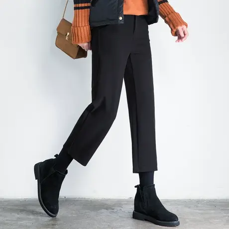 直筒毛呢裤女秋冬2023新款小个子七分裤冬季九分裤子女八分烟管裤商品大图