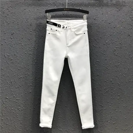 冬季新款白色加绒加厚打底外穿长裤高腰修身显瘦韩版牛仔铅笔裤女图片