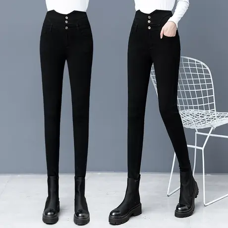 小脚紧身裤女秋季收腹设计感排扣弹力魔术裤小个子显瘦外穿打底裤图片