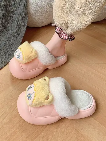 可爱卡通包头棉拖女外穿2023秋冬新款室内居家加绒保暖百搭毛毛鞋商品大图