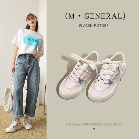 名将2023新款小白鞋夏季网鞋女透气网面学生百搭大头平底休闲板鞋图片