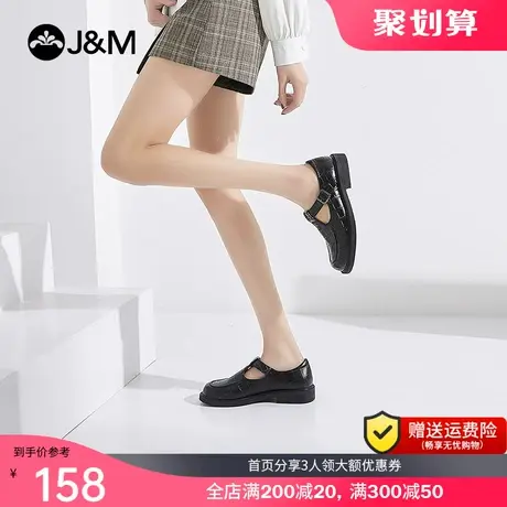 jm快乐玛丽乐福鞋2021夏季新款搭扣休闲平底女单鞋简约休闲女凉鞋图片