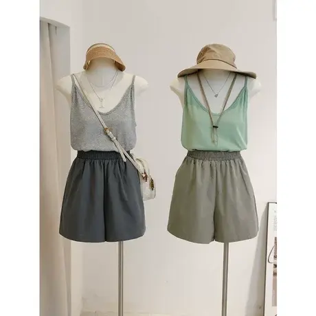 吊带女夏季内搭棉麻打底背心遮副乳黑色宽松外穿白色棉麻上衣图片