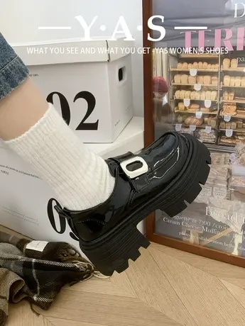 厚底粗跟单鞋女2024春季新款百搭英伦风小皮鞋增高玛丽珍乐福鞋子图片