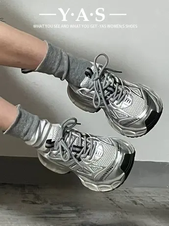 老爹鞋女款2024新款秋季韩版厚底百搭ins风休闲银色超火运动鞋潮商品大图