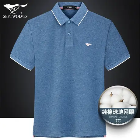 七匹狼狼族生活翻领Polo衫男2023夏季纯棉舒适透气男士短袖T恤衫图片
