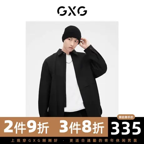 GXG男装 黑色大阔口袋设计潮流时尚长袖衬衫外套 2023年秋季图片